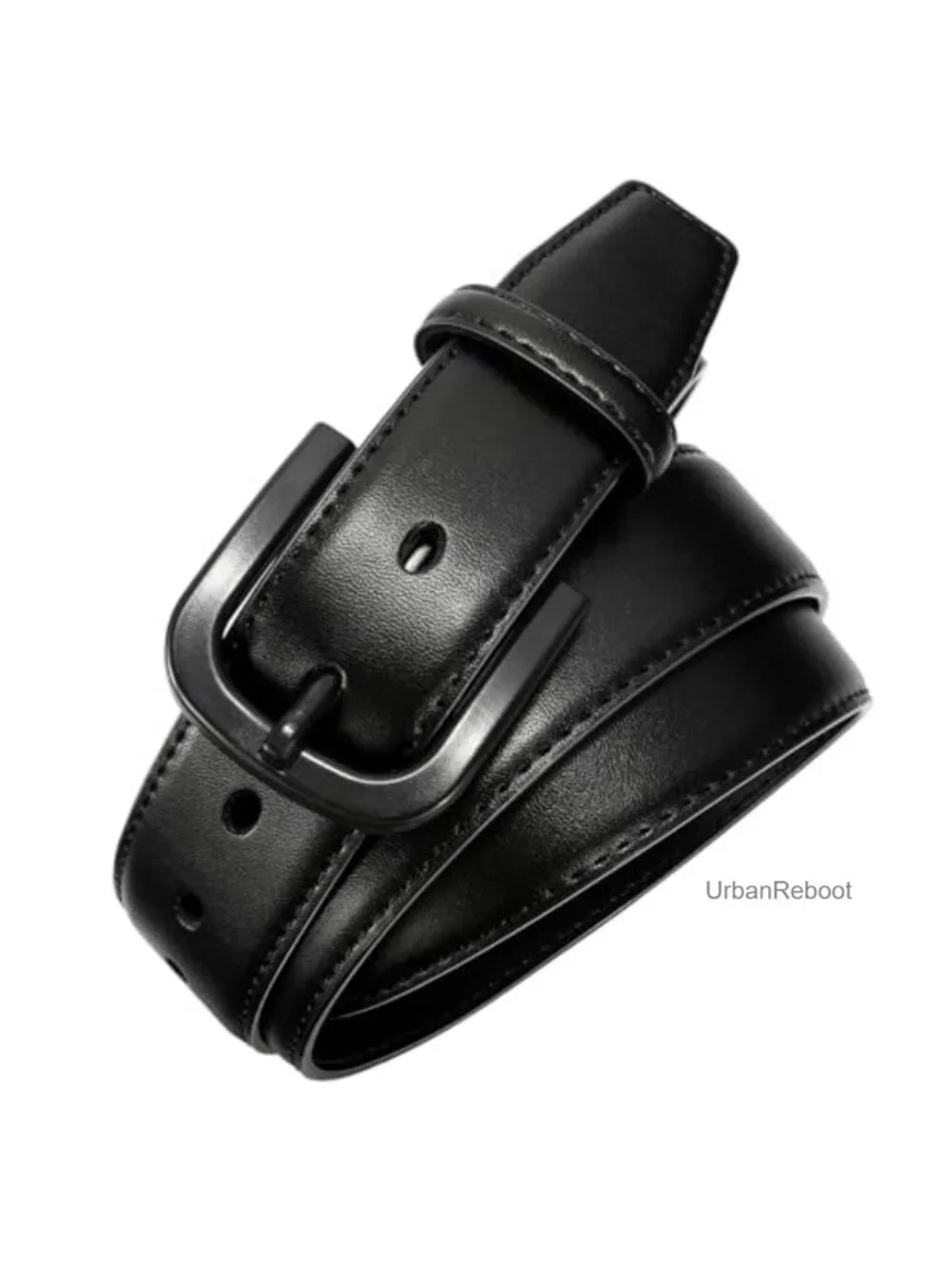 Men's Metal Free Faux Leather Belt TSA Approved Hypoallergenic Buckle